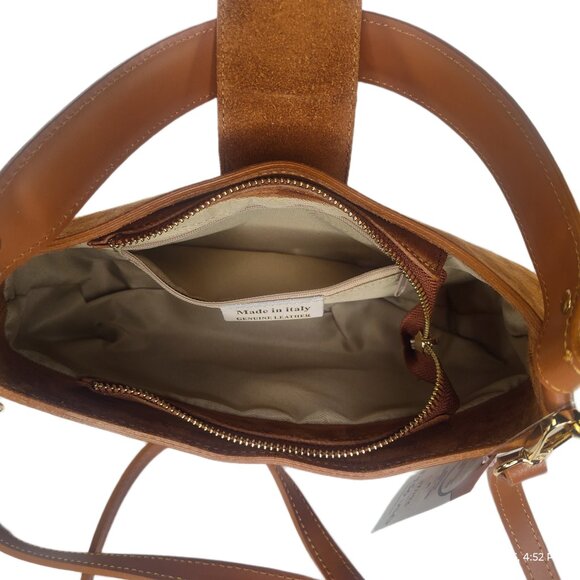 Genuine Charlie Leather “Stazalina” Small Handbag & Crossbody–Cognac/Brown-NWT - Picture 6 of 13